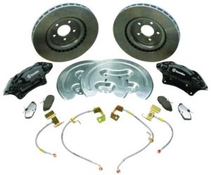Ford Mustang Brake Kit - Front + Rear - Ford Racing - 14 in. Front Rotors + 4-Piston Calipers + SVT Rear Pads - `05-`14